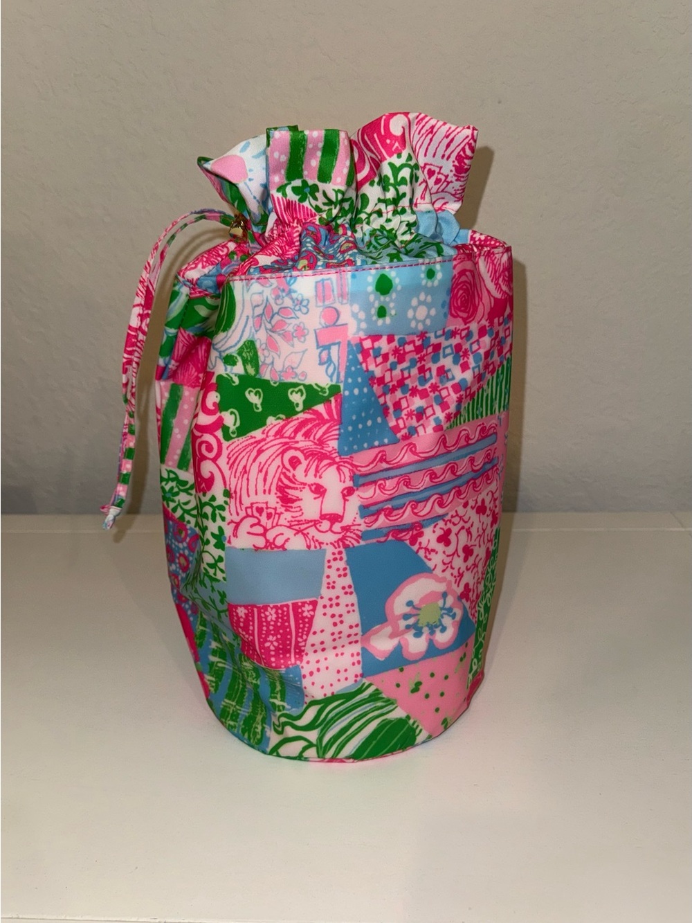 Lilly Pulitzer Pink & Green Drawstring Wet Bag/ Pouch
